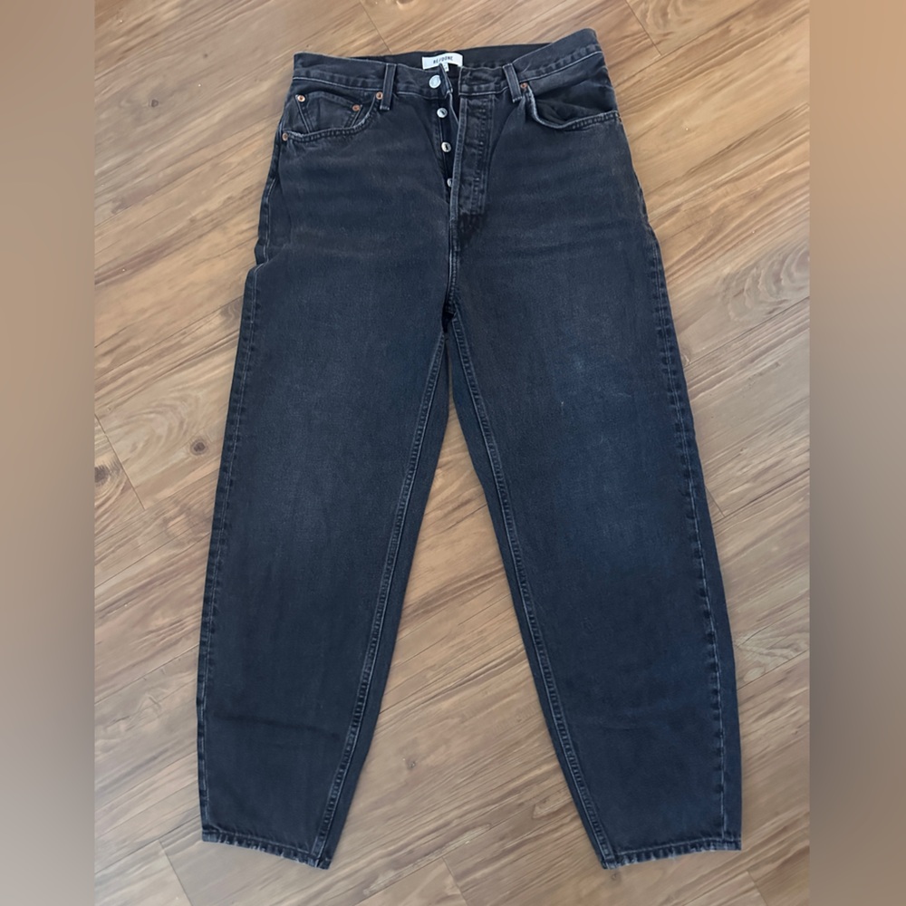RE/DONE 80s Peg Leg Tapered Jeans Black